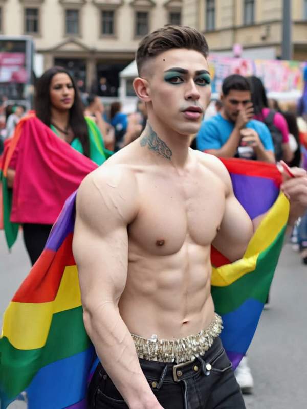 Brünette Drag Queen reitet dich von hinten