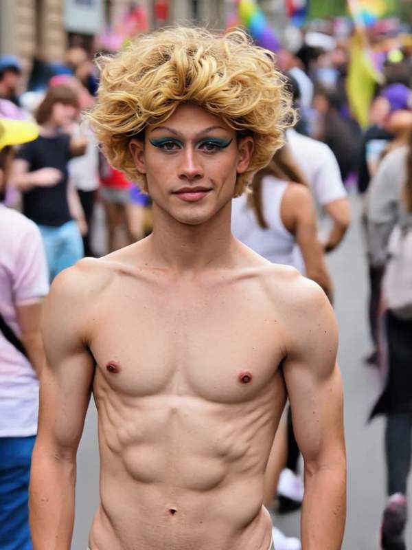 Blonde Drag Queen zeigt sanftes Necken aus Eigener Sicht