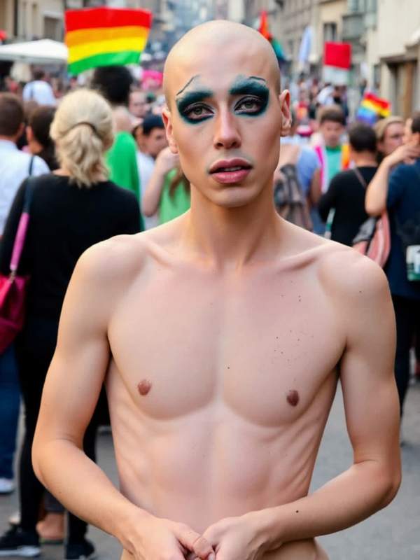 Drag Queen zeigt sich in Pride-Monats-Outfit